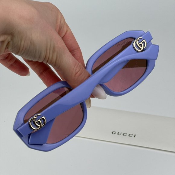 Gucci GG1535S 004 BRAND NEW Sunglasses Violet GG Logo Mirrored Women Geometric main image 12